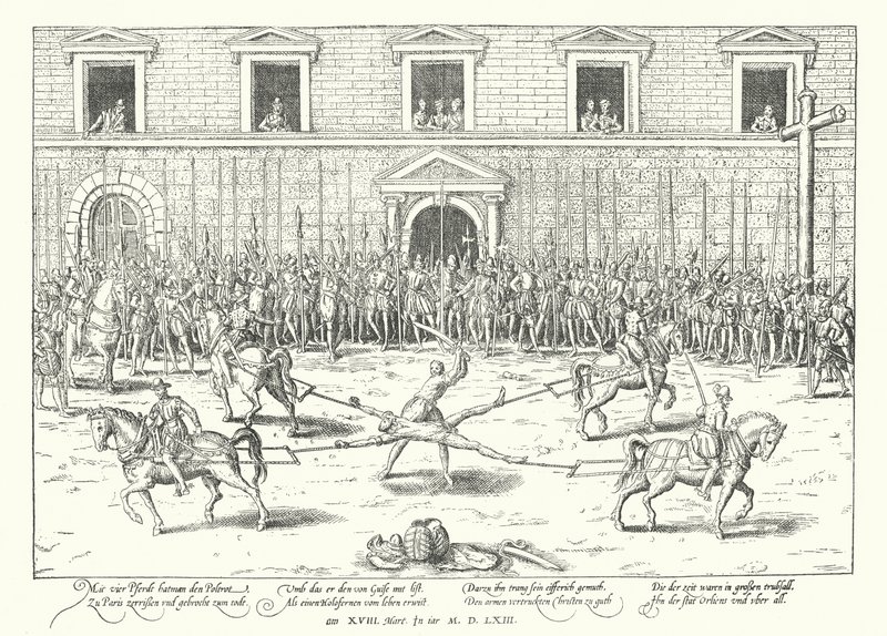 Poprava Jeana de Poltrota za vraždu Františka, vévody z Guise, Paříž, 1563 od Franz Hogenberg