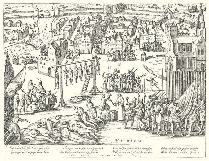 Hromadné popravy provedené Španěly v Haarlemu, Nizozemsko, 1573 od Franz Hogenberg