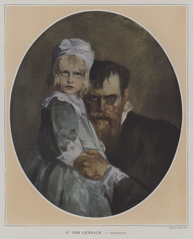 Autoportrét s dcerou (barevné lito) od Franz Seraph von (after) Lenbach