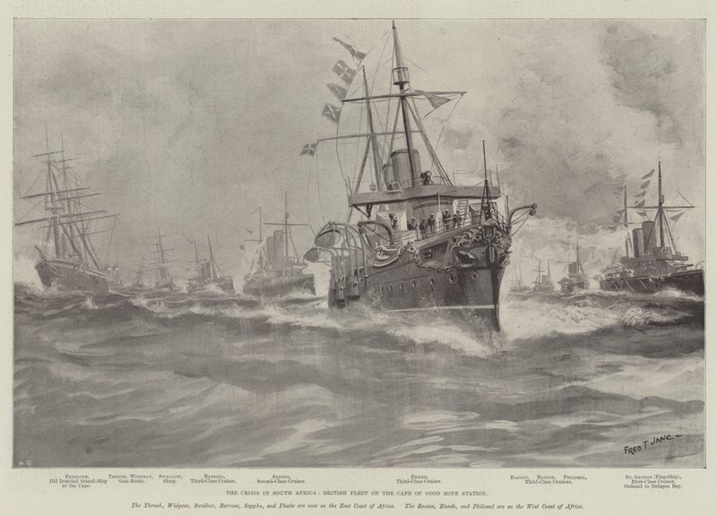 Krize v Jižní Africe, Britská flotila na stanici Cape of Good Hope od Fred T. Jane