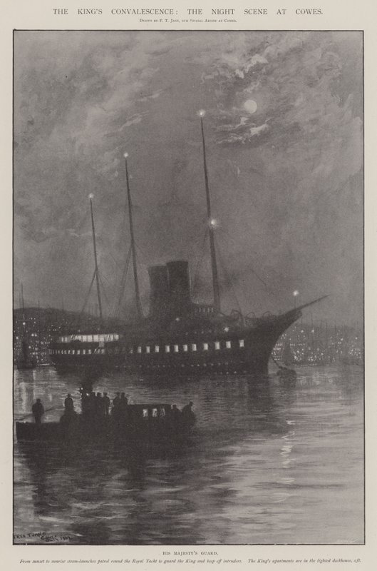 Králova rekonvalescence, Noční scéna v Cowes od Fred T. Jane