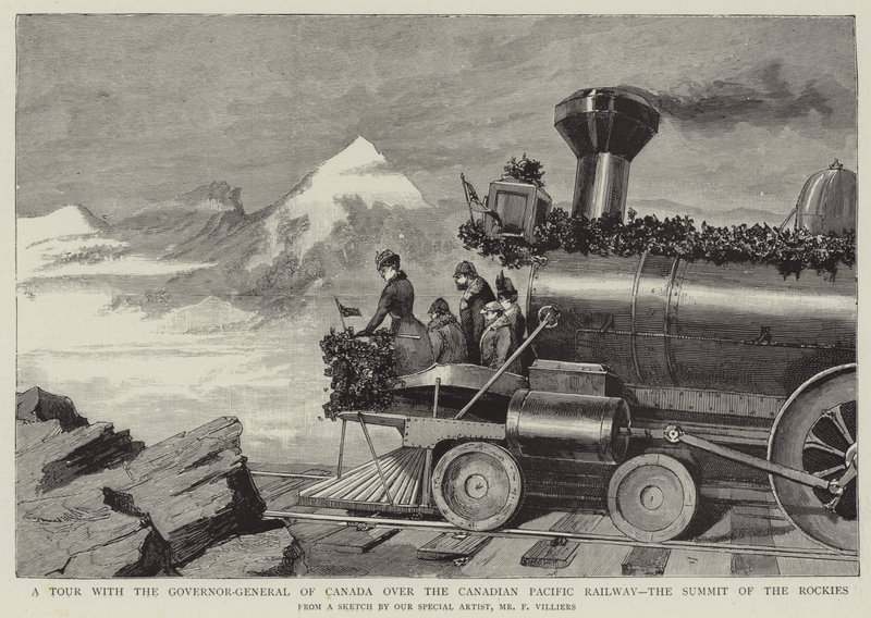 Prohlídka s generálním guvernérem Kanady po kanadské tichomořské železnici, Summit of the Rockies od Frederic Villiers
