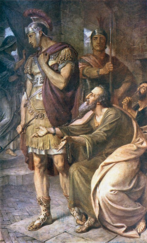 Pavel v Římě (barevná litografie) od Frederic James Shields