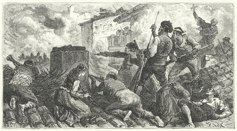 Obrana Zaragozy proti Francouzům od Frederic Theodore (after) Lix
