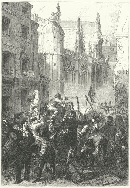 Červnové povstání, revoluce 1848, Paříž (rytina) od Frederic Theodore (after) Lix