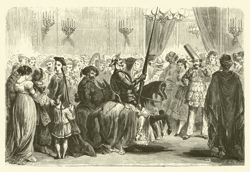Maskovaný ples Grande Monde: vchod Dona Quijota (rytina) od Frederic Theodore (after) Lix