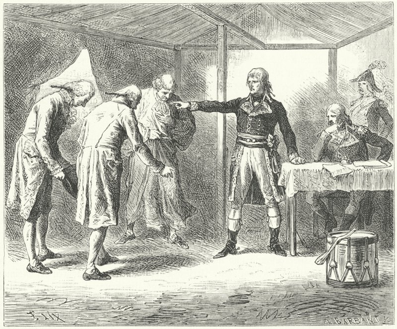 Napoleon propustil benátskou delegaci po masakrech Francouzů v Benátkách a Veroně od Frederic Theodore (after) Lix