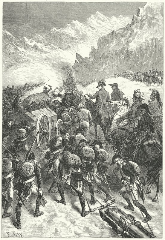 Napoleon vedl svou armádu přes Alpy od Frederic Theodore (after) Lix