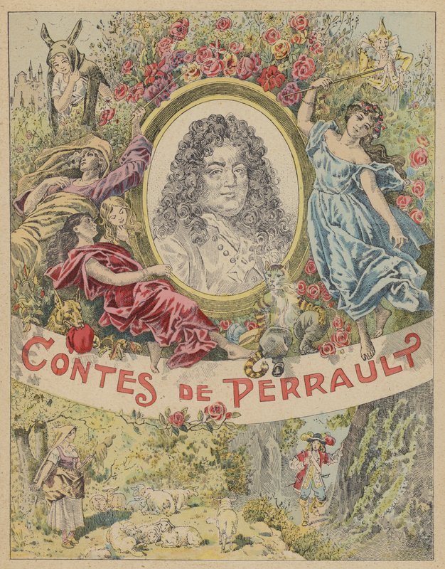 Ilustrace titulní strany pro Les Contes de Perrault (barevné lito) od Frederic Theodore (after) Lix