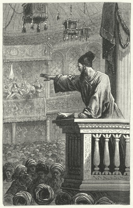 Imám čtení z Koránu (rytina) od Frederic Theodore Lix