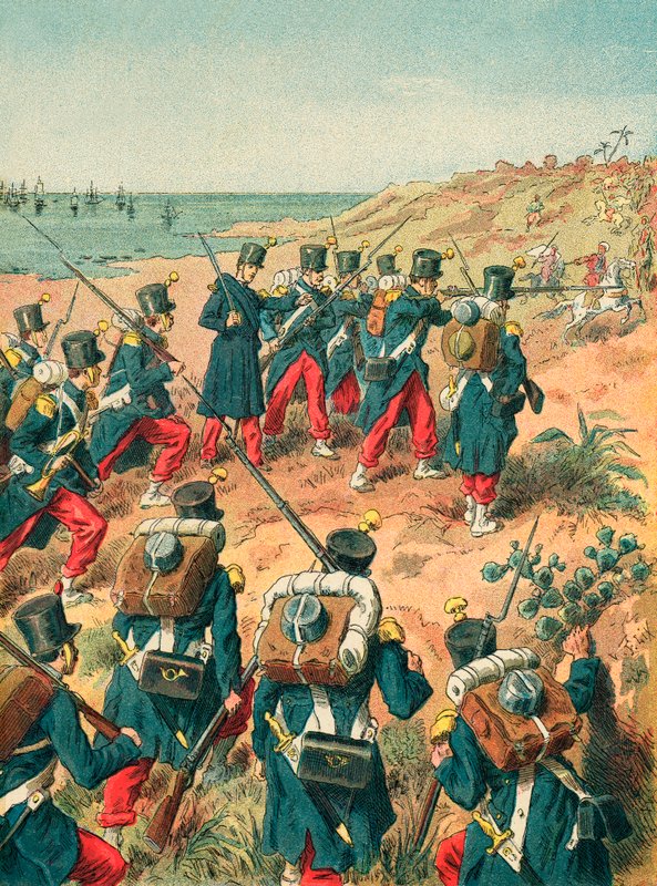 Vylodění Francouzů na Sidi-Ferruch od Frederic Theodore Lix