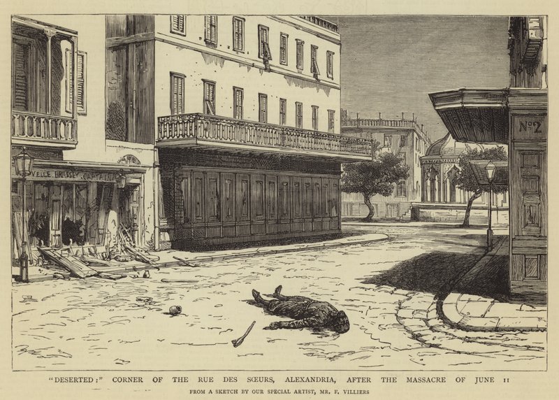 Opuštěný roh Rue des Soeurs v Alexandrii po masakru 11. června od Frederic Villiers