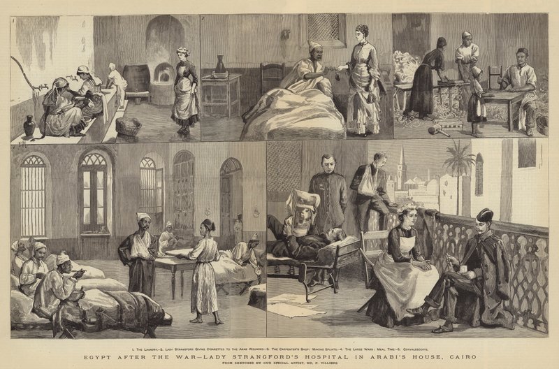 Egypt po válce, nemocnice lady Strangfordové v Arabiho domě v Káhiře od Frederic Villiers