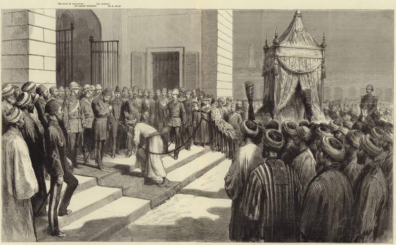 Khedive zdraví posvátný koberec v Káhiře před jeho odesláním do Mekky od Frederic Villiers