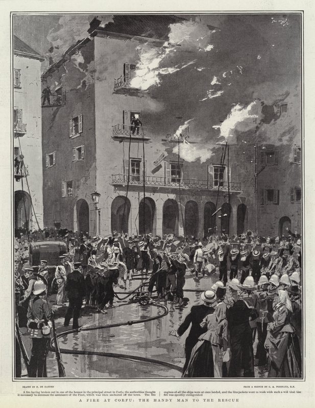 Požár na Korfu, šikovný muž na záchranu od Frederic de Haenen