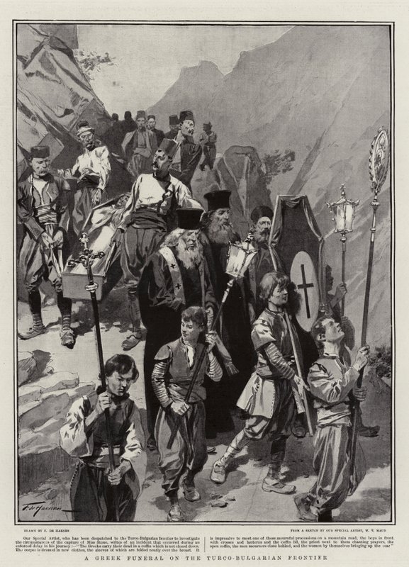 Řecký pohřeb na turecko-bulharské hranici od Frederic de Haenen
