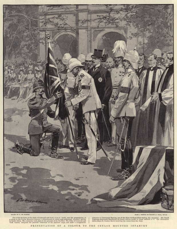 Předání barvy cejlonské jízdní pěchotě od Frederic de Haenen