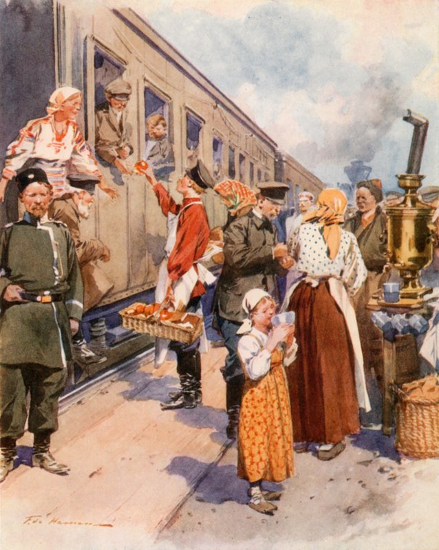 Prodavači čaje na venkovském nádraží od Frederic de Haenen