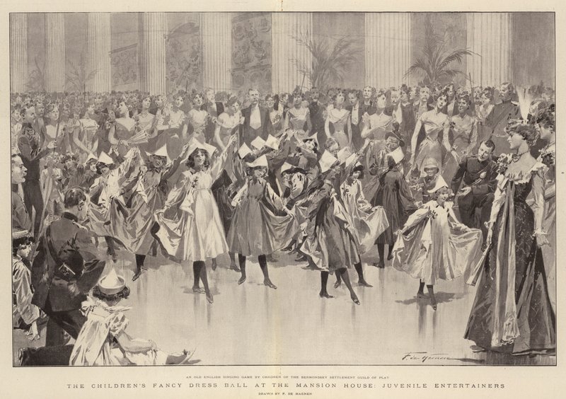 Dětský maškarní ples v Mansion House, Juvenile Entertainers od Frederic de Haenen