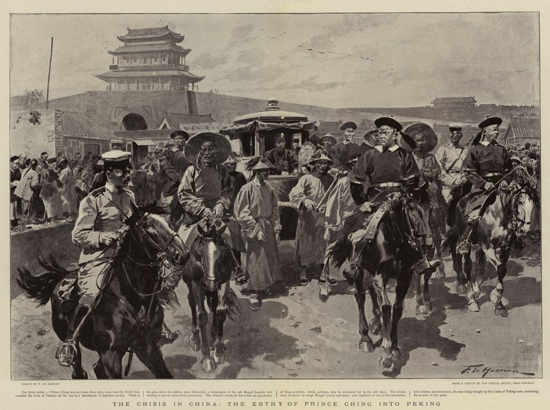 Krize v Číně, vstup prince Chinga do Pekingu od Frederic de Haenen