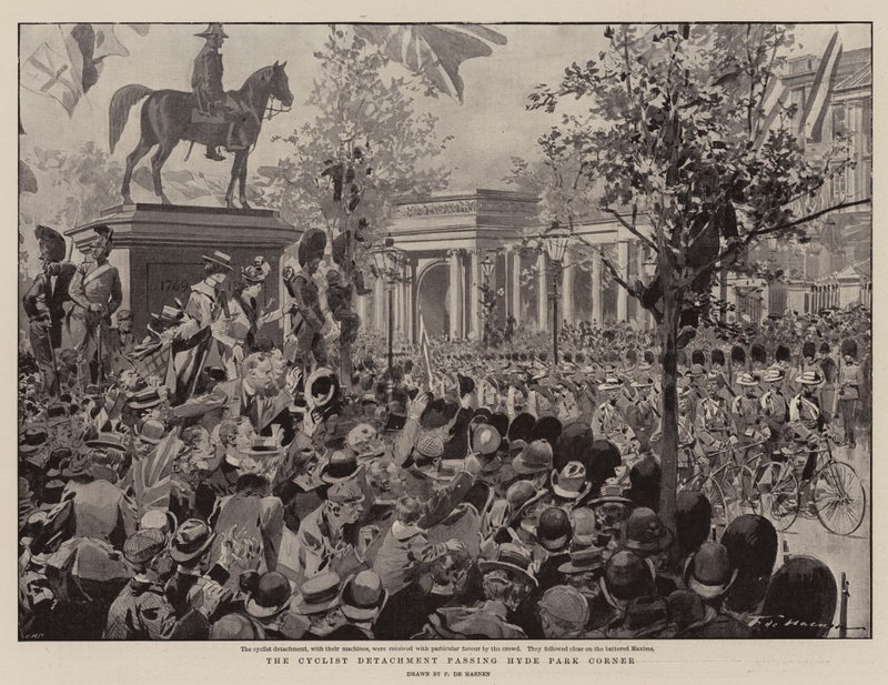 Cyklistický oddíl kolem Hyde Park Corner od Frederic de Haenen