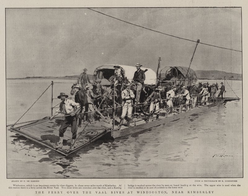 Trajekt přes řeku Vaal ve Windsortonu, poblíž Kimberley od Frederic de Haenen
