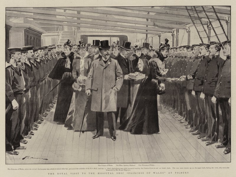 Královská návštěva nemocniční lodi Princess of Wales v Tilbury od Frederic de Haenen