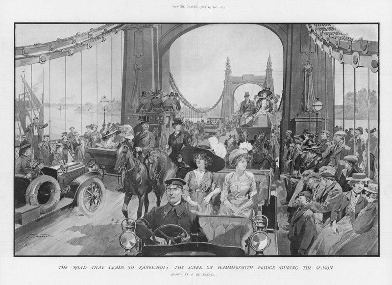 Scéna na Hammersmith Bridge během sezóny od Frederic de Haenen
