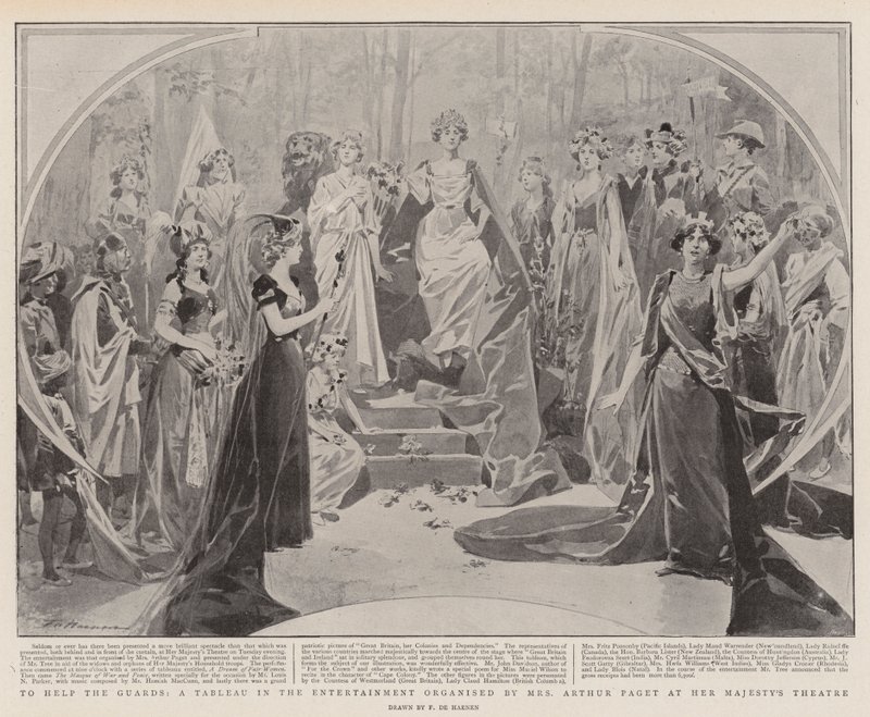To Help the Guards, Tableau in the Entertainment organizované paní Arthur Pagetovou v divadle Jejího Veličenstva od Frederic de Haenen