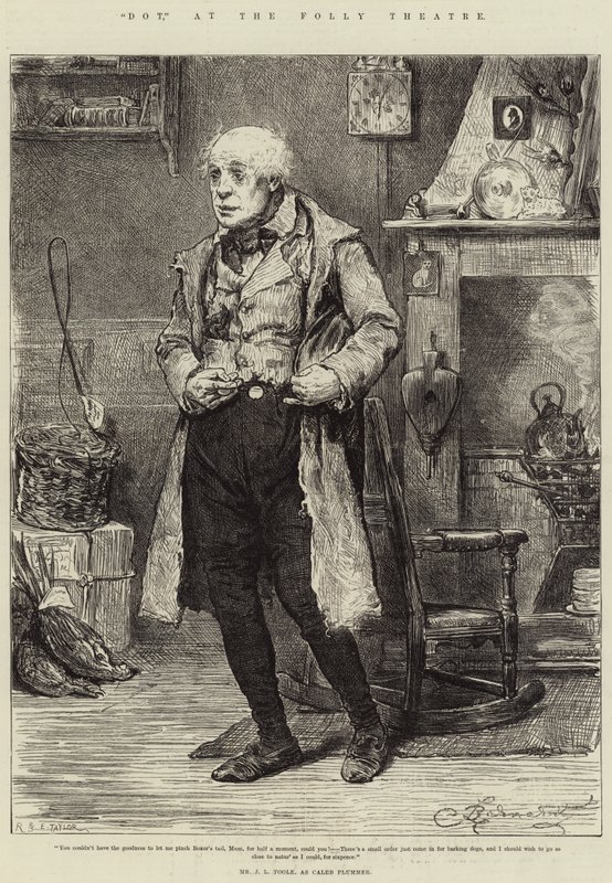 Tečka, v divadle Folly, pan J L Toole jako Caleb Plummer od Frederick Barnard