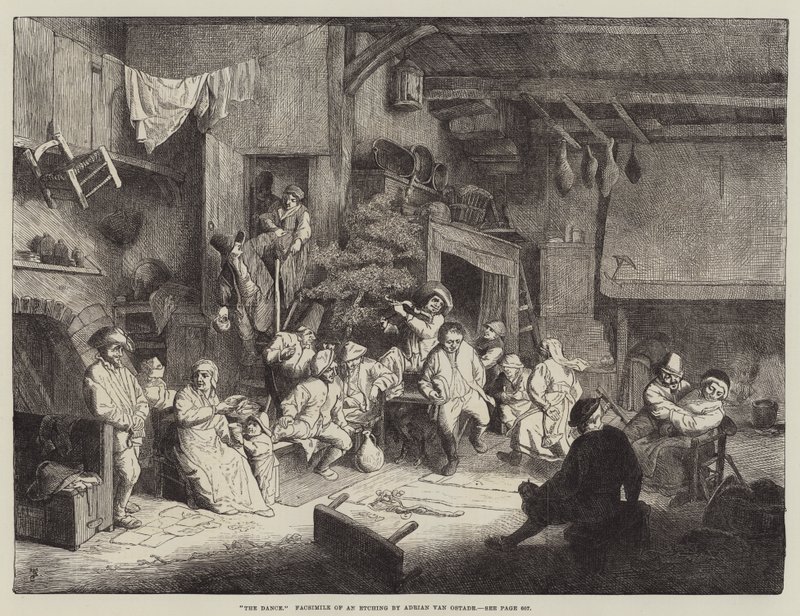 Tanec, faksimile leptu od Adriana van Ostade od Frederick Barnard