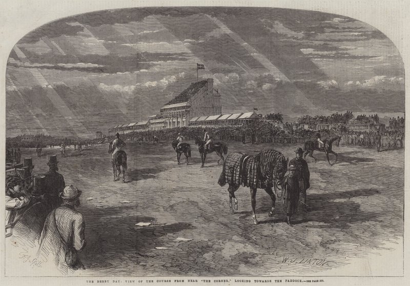 Den derby, pohled na hřiště z blízkosti The Corner, pohled směrem k paddocku od Frederick John Skill