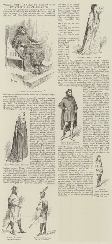 King John hrál Oxford University Dramatic Club od Frederick Pegram