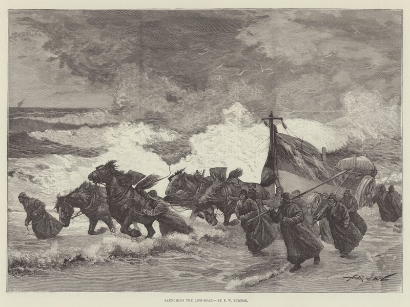 Spuštění záchranného člunu od Frederick William Burton