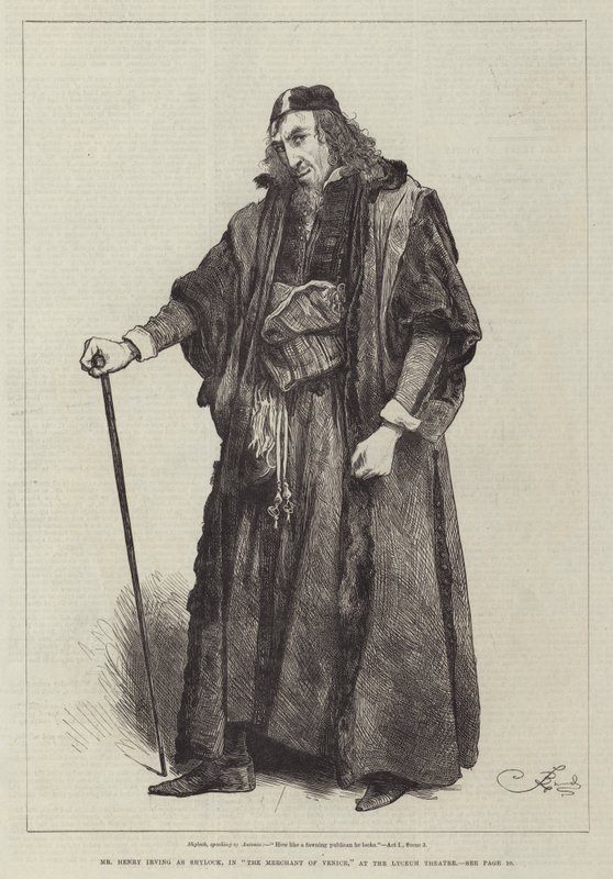 Pan Henry Irving jako Shylock v Kupci benátském v divadle Lyceum od Frederick Barnard