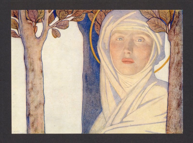 Svatá nevěsta, 6. století, svátek 1. února (barevná litografie) od Frederick Cayley Robinson