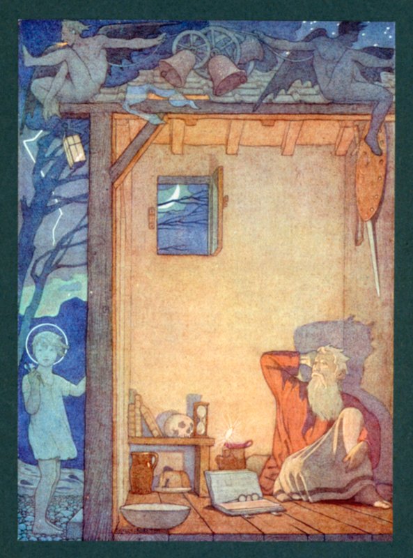 Svatý Kryštof, 3. století, svátek 25. července (barevná litografie) od Frederick Cayley Robinson