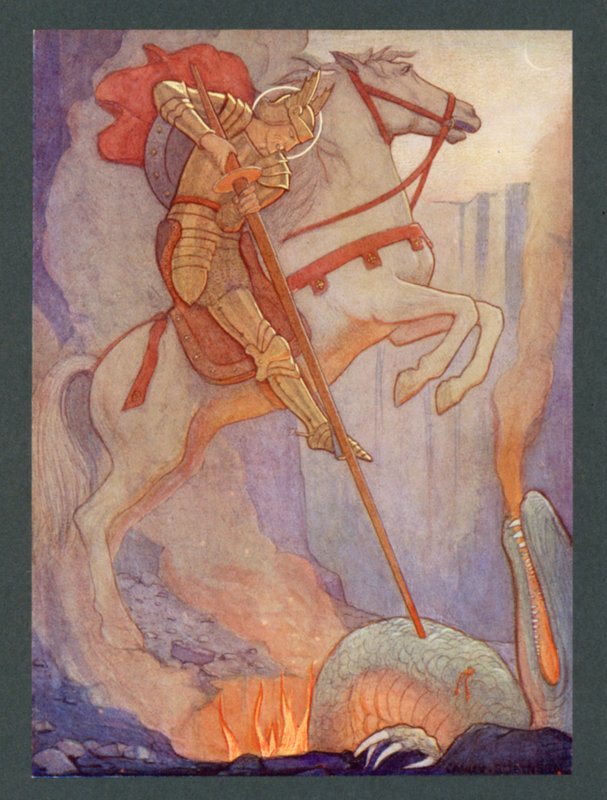 Svatý Jiří, 4. století, svátek 23. dubna (barevná litografie) od Frederick Cayley Robinson