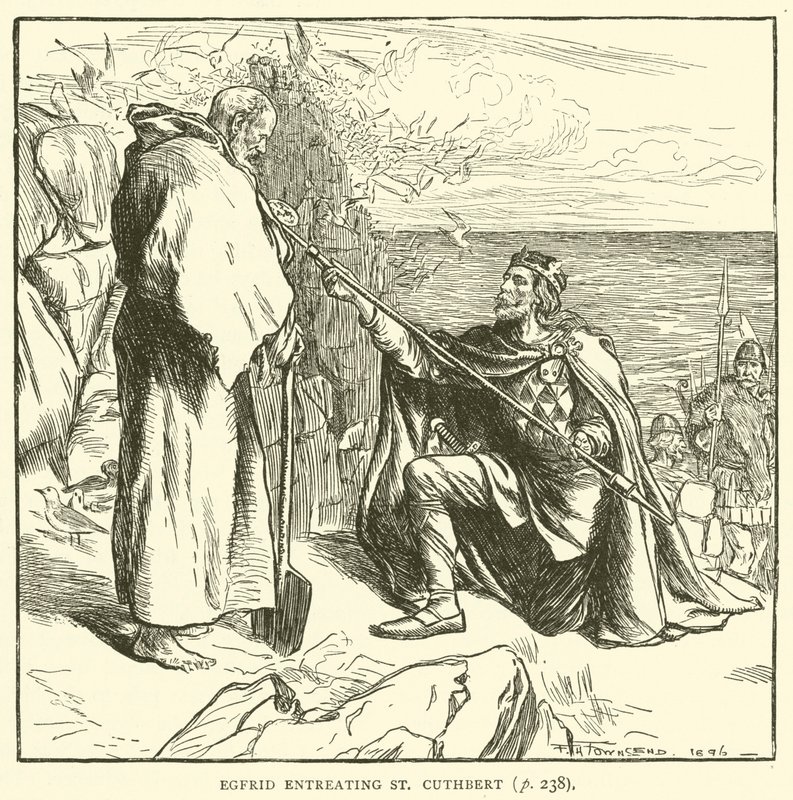 Egfrid prosící svatého Cuthberta (rytina) od Frederick Henry Townsend