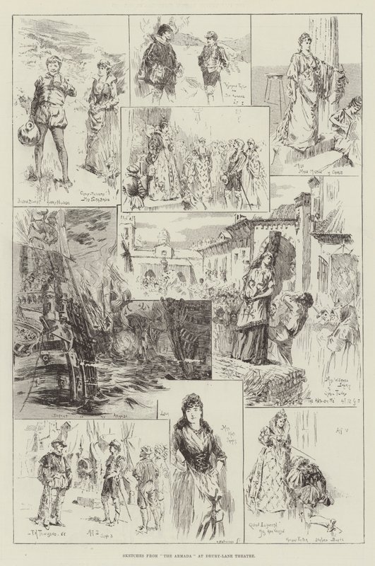 Náčrtky z The Armada v divadle Drury-Lane od Frederick Henry Townsend