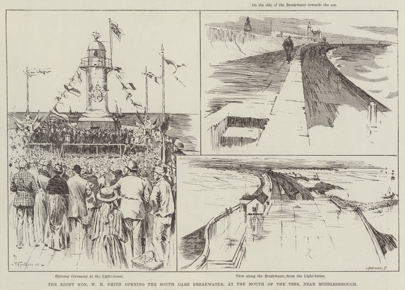Správný čestný WH Smith otevírá vlnolam South Gare, v Mouth of the Tees, poblíž Middlesbrough od Frederick Henry Townsend