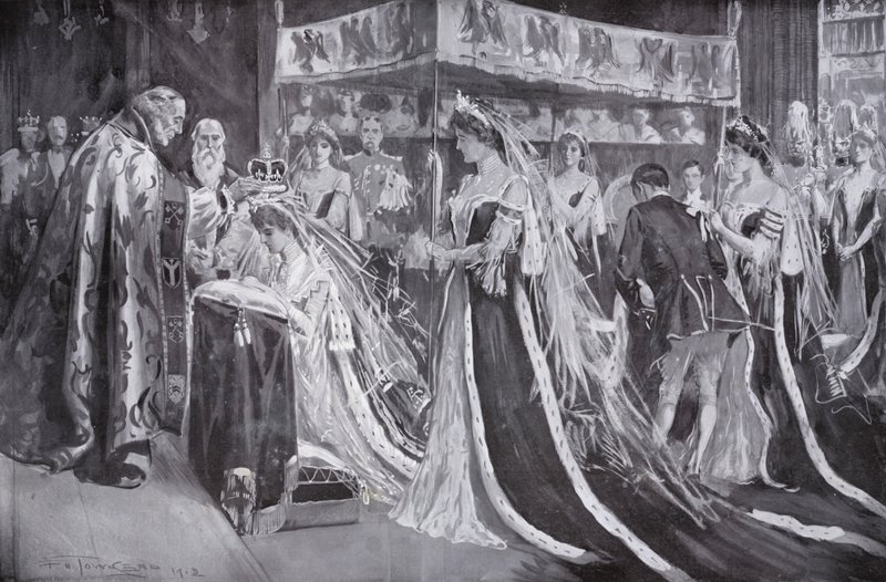 Korunovace královny Alexandry, choť krále Edwarda VII., arcibiskupem z Yorku, Westminster Abbey, Londýn od Frederick Henry Townsend