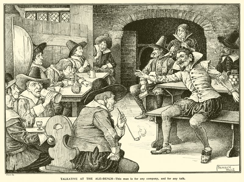 Talkative at the Ale-Bench (rytina) od Frederick Hurten Rhead