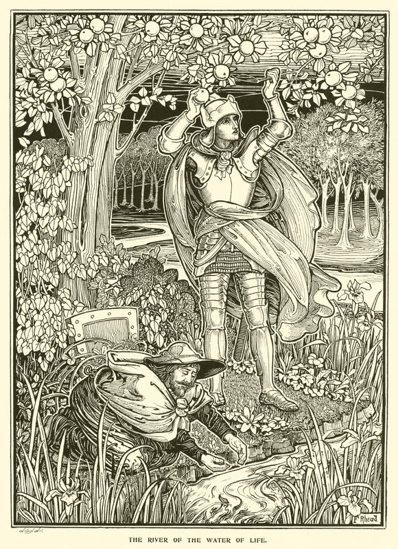 Řeka vody života (rytina) od Frederick Hurten Rhead