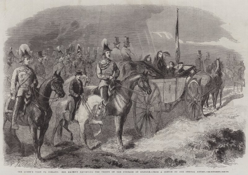 Návštěva královny v Irsku, Její Veličenstvo přezkoumává jednotky na Curragh of Kildare od Frederick John Skill