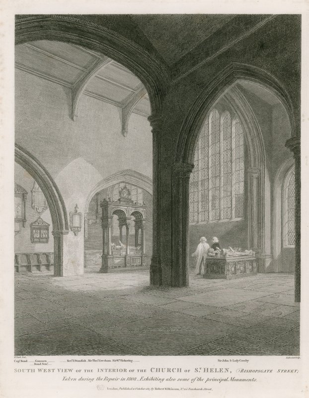 Kostel St Helen, Bishopsgate Street, Londýn od Frederick Nash