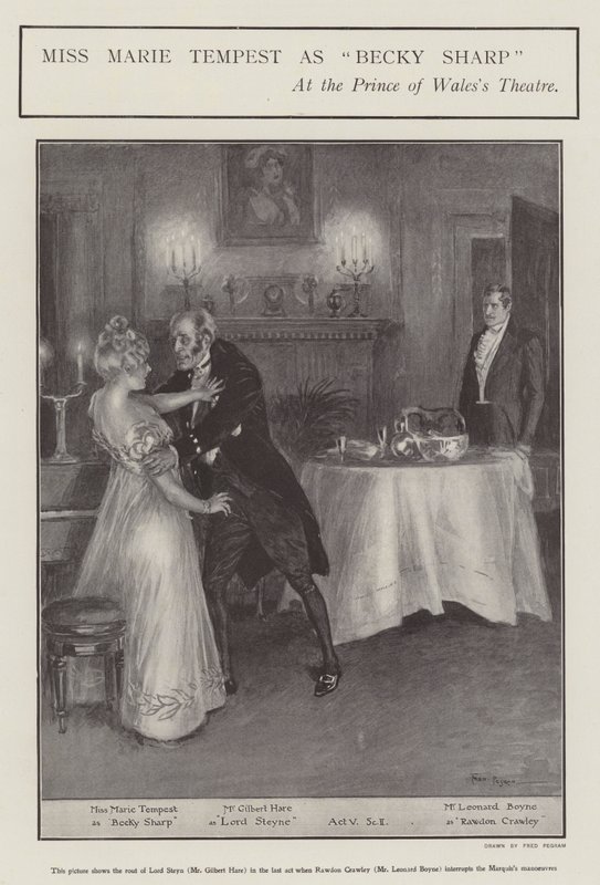 Slečna Marie Tempest jako Becky Sharp v Prince of Wales