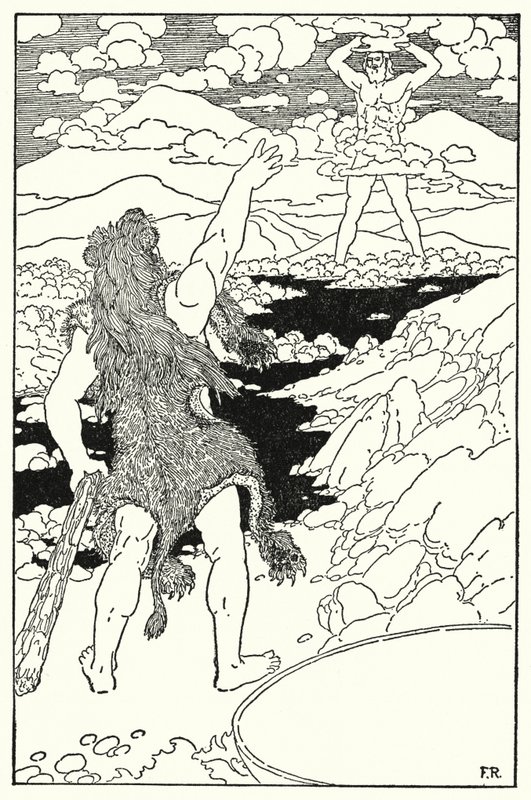 Herkules spatřil obrovu tvář se všemi jejími obrovskými rysy (litho) od Frederick Richardson