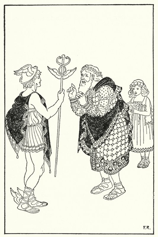 Midas vnímal postavu cizince stojícího v místnosti (litho) od Frederick Richardson