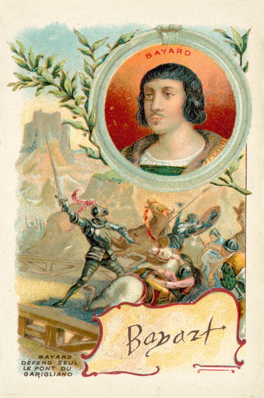 Bayard bránící most Garigliano na vlastní pěst, 1503 od French School